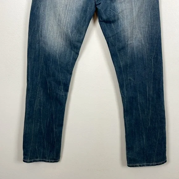 Ring Of Fire Slim Straight Jeans Mens 32/32 Blue Denim 5 Pocket Relaxed Pants - Picture 5 of 8